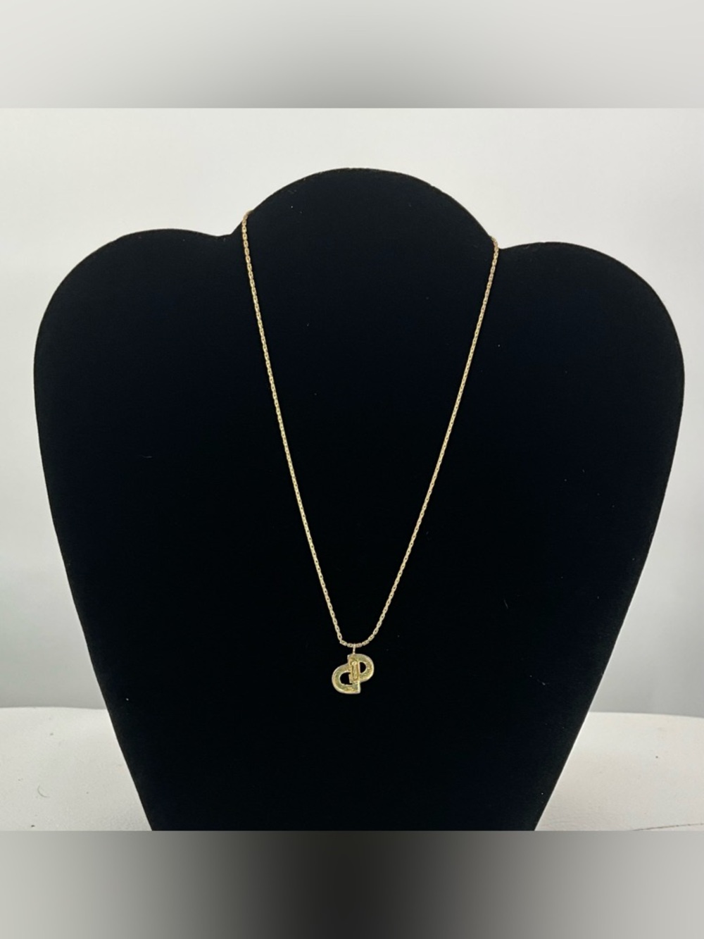 CD Christian Dior Gold Tone Monogram Choker Necklace 16”